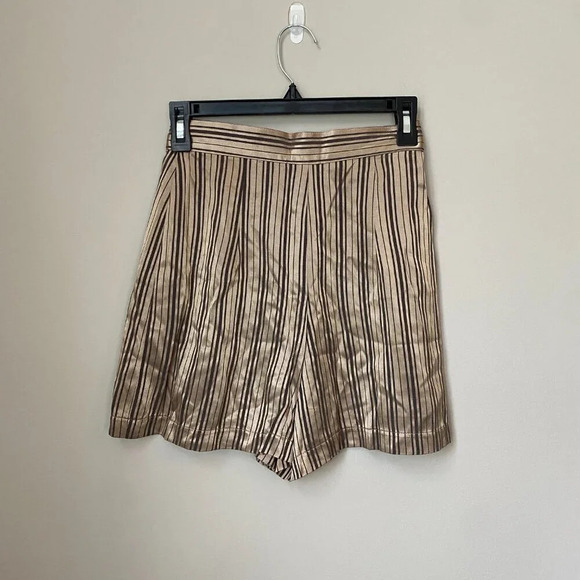 Vintage Judy Knapp California Womens Sz 3 Silky Striped Wrap Skort Bronze Black - Picture 2 of 16